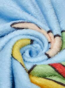 LE PETIT PRINCE X SHEIN 1pc Thickened Flannel Blanket With Fox, Star And Moon Patterns In Blue, For Bed And Sofa - Blue - View 5