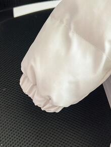 SHEIN 婴幼儿男童新款冬季连帽加厚棉服，拉链贴片标志，男婴秋冬外套，百搭款式 - 白色 - 查看 4