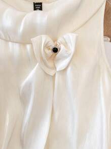 SHEIN Clasi 大码女式无袖圆领优雅飘逸背心，百搭春夏休闲装、日常装、家居装 - 杏色 - 查看 5