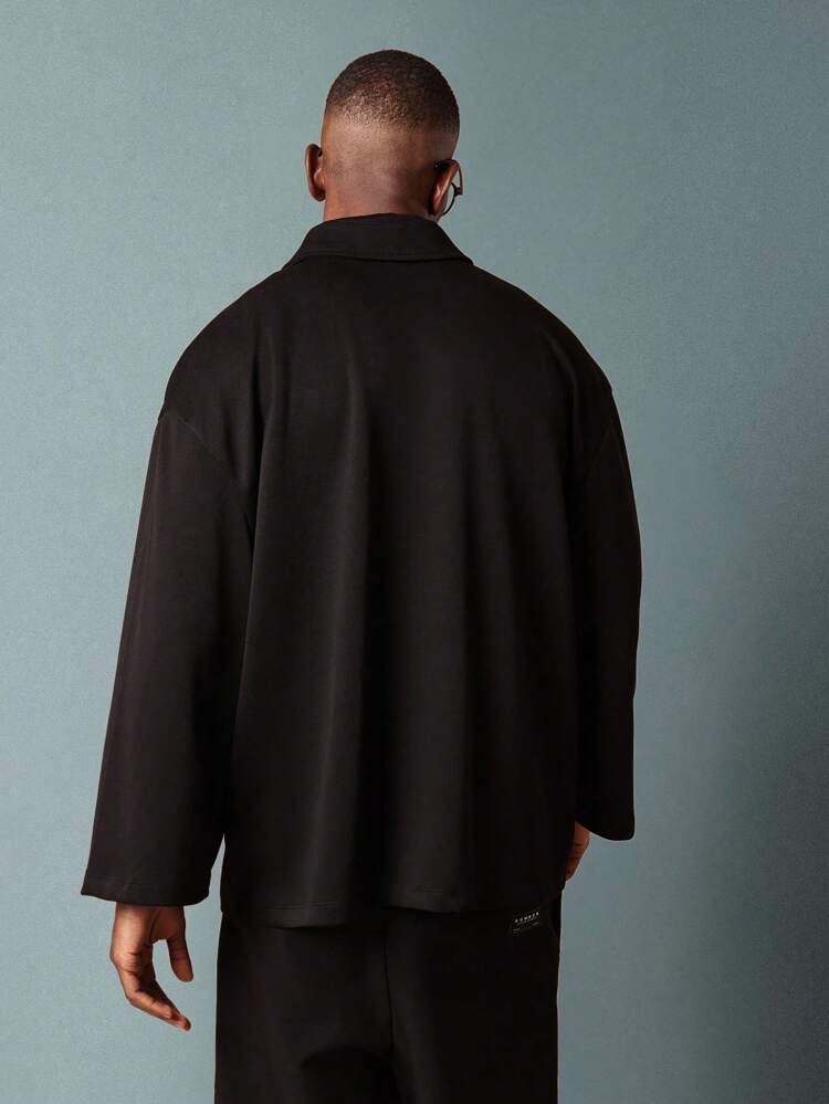 Oversized Long Sleeve Polo Shirt With Minimal Design