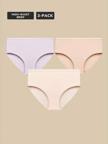 LUVLETTE 3 条装高腰透气棉质基本款三角裤女士内裤套装 - 柔和色彩，也适合少女、幼儿和儿童 - 彩色 - 查看 7