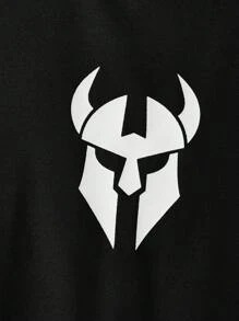 RISE LYT 男士肌肉图案印花时尚无袖背心 - 黑色 - 查看 4