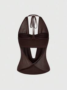 ROMWE Hippie Women's Y2K Back To School Deep V Vintage Loose Neck Backless Streetwear Camisole (With Tube Top Included)