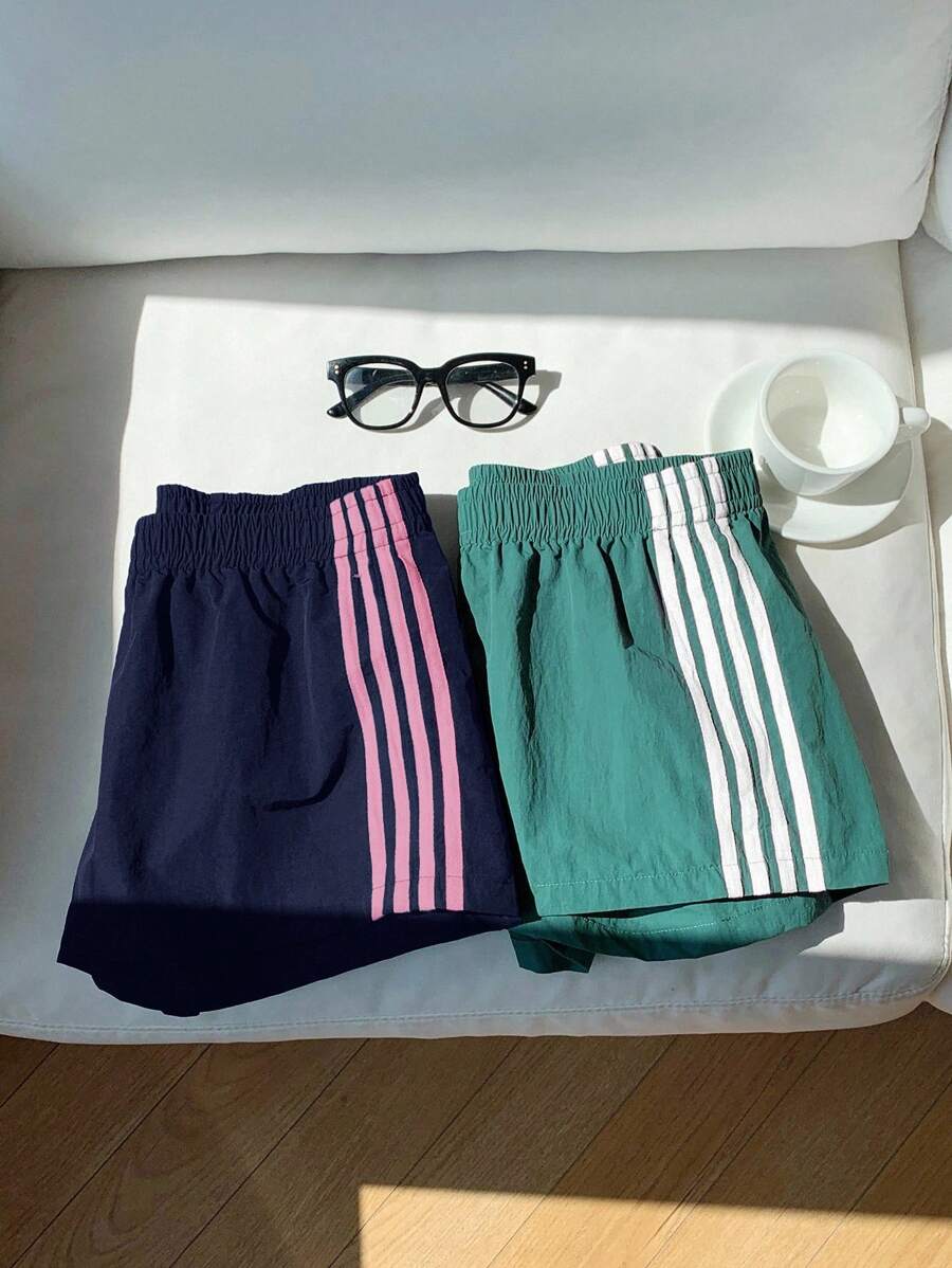Comfortcana Bộ 2 quần short cạp chun màu tương phản dành cho nữ, mùa hè - Nhiều màu - Xem 1