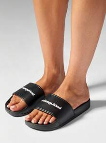 MISSGUIDED 泳池拖鞋淋浴凉鞋一脚蹬家居拖鞋室内室外夏季沙滩鞋泳池边家居服舒适休闲鞋 - 黑色 - 查看 3