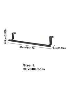 SHEIN Basic living 1 pieza negro Varilla Estante de toalla Armario puerta trasero tipo Estante colgante Toalla Varilla