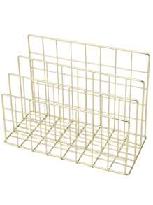 1 件现代简约金属书架，带 3 个储物篮、学校用品、北欧风格矩形杂志和报纸整理盒，适用于家庭办公室装饰
