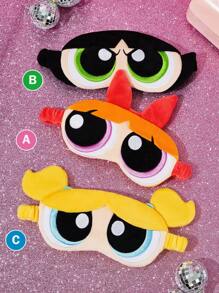 THE POWERPUFF GIRLS X SHEIN 1pc 3D Cartoon Sleep Mask, Cute Blossom/Buttercup/Bubbles Pattern, Delicate Embroidery, Effectively Blocks Light, Soft Fabric,Y2K