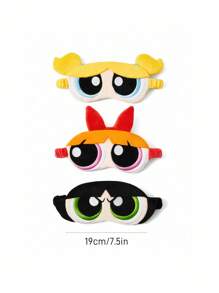 THE POWERPUFF GIRLS X SHEIN 1 件 3D 卡通睡眠眼罩，可爱花朵/毛茛/泡泡图案，精致刺绣，有效阻挡光线，面料柔软 - 彩色 - 查看 3