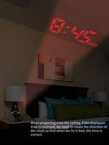 New Portable Multifunction LED Projection Alarm Clock Voice Announcement Time Display Auto Dimming Snooze Function Digital Night Light Projector For Bedroom Home Office Decor Modern Gadget