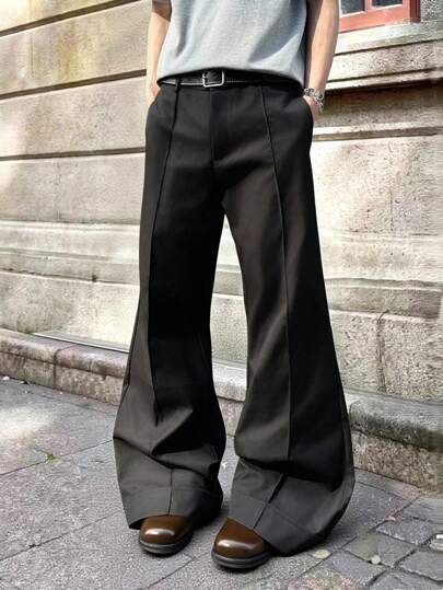 Prep Men's Fashionable College Casual Solid Color Flared Pants