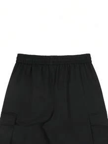 Manfinity Homme 男士休闲抽绳工装裤，多口袋工作裤，秋季 - 黑色 - 查看 5