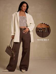 Glamine 女士纯色口袋阔腿宽松休闲裤