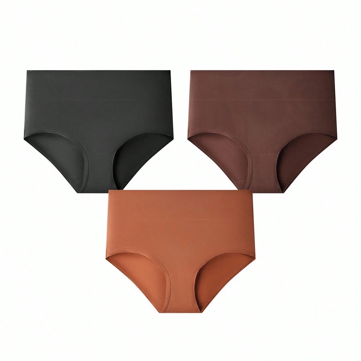 Juego de 3 bragas básicas de algodón holgadas con cintura alta para mujer - Tonos Tierra - Pura comodidad