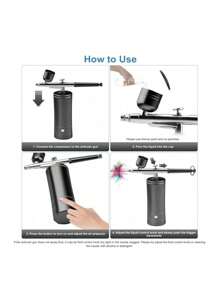 1set Spray Guns, Airbrush Kit With Compressor - 48PSI Rechargeable Cordless Non-Clogging High-Pressure Air Brush Set With 0.3mm Nozzle And Cleaning Brush Set For Nail Art, Painting, Cake Decor Tools