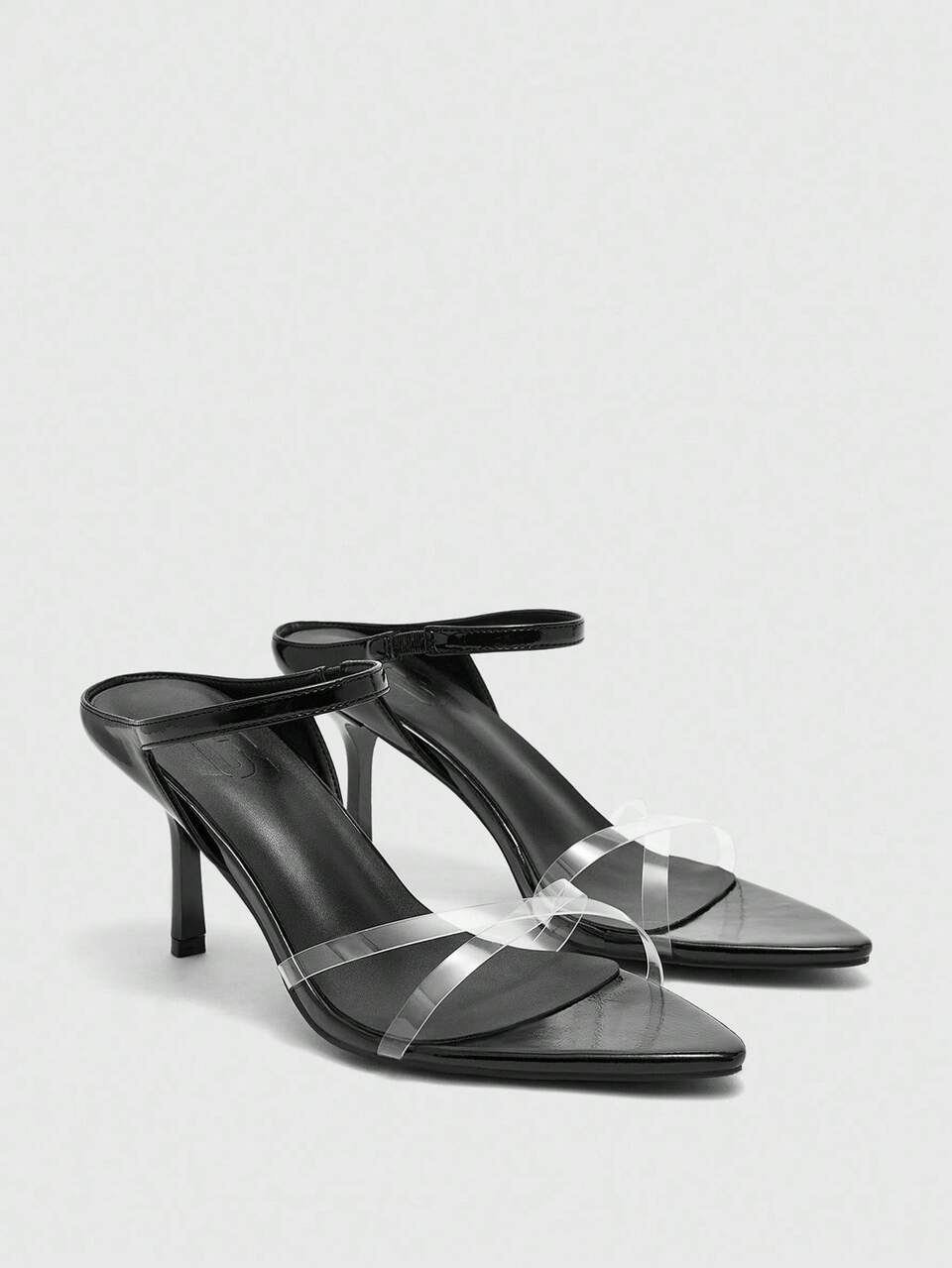 CUCCOO BIZCHIC Women's Black PU Criss-Cross Pointed Toe Elegant High Heel Sandals, Suitable For Daily Commute