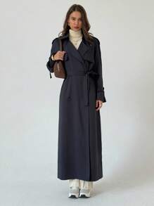 Aloruh Casual Fashion Versatile Commuting Minimalist Women Trench Coats In Fall/Winter - Black - View 8