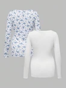 Modmama 休闲纽扣长袖哺乳上衣 - 藍白色 - 查看 5