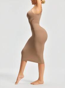 SHAPORA 女式纯色细肩带紧身无缝吊带连衣裙