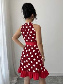 Gloray 女士时尚波尔卡圆点印花露肩迷你连衣裙