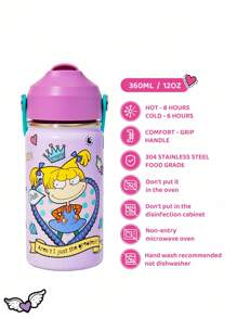 Nick 90s | SHEIN 12oz / 360 Ml Insulated Cup With Straw And Spill-Proof Lid, Suitable For Travel, Tourism, Back To School - Multicolor - View 2