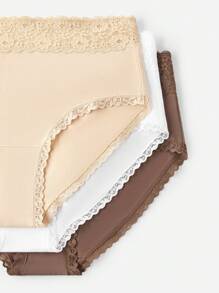 LUVLETTE 3 件装高腰透气基本款棉质内衣女士内裤套装 - 朴实舒适