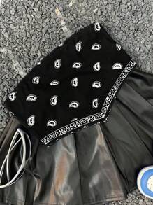 Coolane 青少年女孩春夏街头服饰 Y2K 必备腰果花图案紧身衣抹胸上衣，返校季