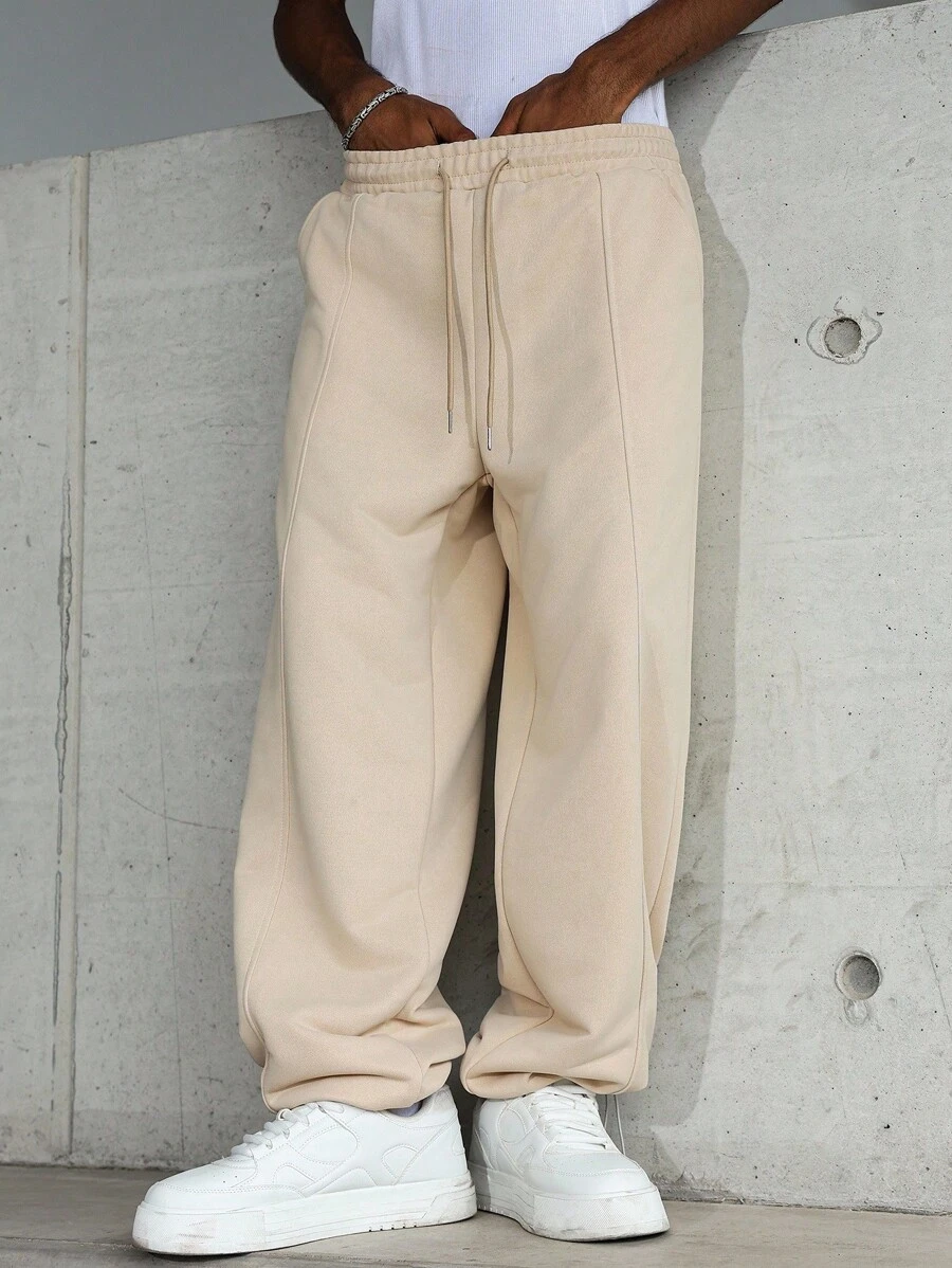 Manfinity Hypemode Quần nỉ nam cạp rút màu kaki đa năng, thoải mái - Màu Khaki - Xem 1