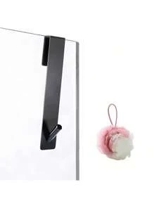 1pc Stainless Steel Shower Door Hook, Bathroom Frameless Glass Shower Door Extended Hook, Heavy Duty Towel Robe Hook - Black - View 5