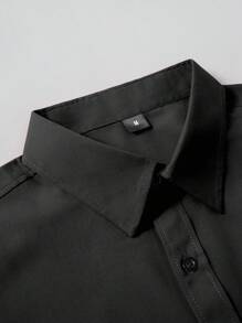 Manfinity Mode Men's Black Long Sleeve Casual Business Shirt, Fall - Black - View 5