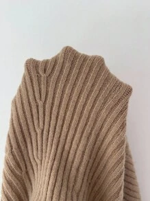 Elenzga Sexy Off-Shoulder Strickkleid mit Langarm, zierliches, elegantes A-Linien Bodycon-Kleid, das das Alter reduziert, für Herbst/Winter - Khaki - Übersicht 7