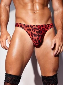 男士时尚性感低腰豹纹丁字裤 - 彩色 - 查看 4