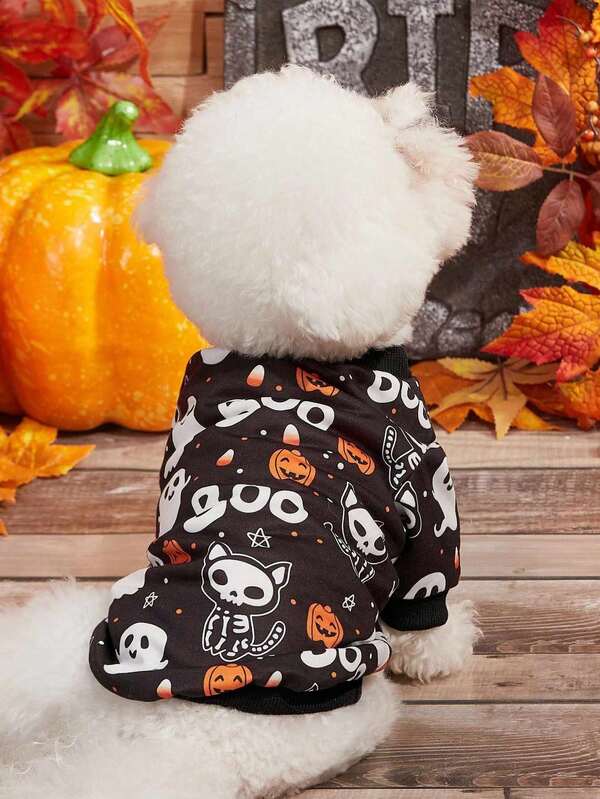 PETSIN 宠物万圣节可爱南瓜印花 Boo 猫狗可穿戴 1 件