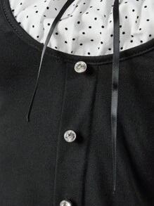 Elamini Black Vintage 2 In 1 Short Sleeve T-Shirt, Fashionable Spring/Summer