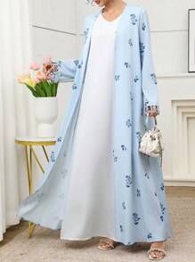 Yasmyna Women's Floral Print Casual Abaya Blue Floral