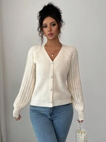 Elenzga Women's Autumn/Winter Cute Beaded Knit Cardigan