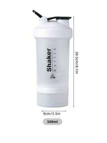 SHEIN Basic living 1PC Sport Shaker Bottle For Protein With Mixing Agitators Sports Bottle, Water Bottle For Outdoor - White - View 10