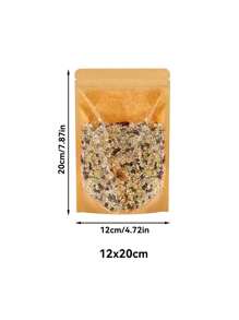 50个透明正面棕色牛皮纸拉链塑料包装锁袋自立袋拉链锁可重复密封袋坚果咖啡食品储存包装包 - 棕色 - 查看 15