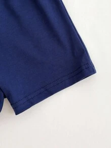 Baby Tropical & Letter Graphic Tee & Shorts - Blue and White - View 4