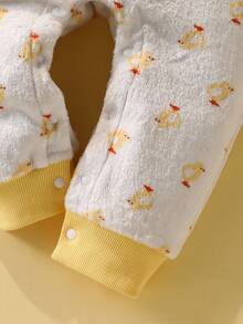 SHEIN 3pcs/Set Baby Boy Spring Outfit: Long Sleeve Cute Duck Print Jumpsuit + Hat + Socks Fall Winter - Yellow - View 7