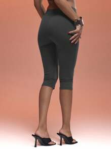 MUSERA 性感修身七分裤，适合夏季度假、海滩、90年代、Y2K风格，秋季派对、假日休闲穿着。 - 深灰色 - 查看 4