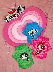 THE POWERPUFF GIRLS X SHEIN 1 chiếc áo nỉ in hình nhân vật hoạt hình cho thú cưng, quần áo cho mèo/chó, size XXS-XXXXL, cỡ cực nhỏ, cỡ cực lớn, bong bóng, hoa mao lương, hoa, trái tim, tình bạn - Nhiều màu - Xem 3