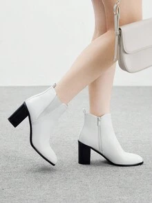 CUCCOO BIZCHIC 女士时尚侧拉链设计高跟踝靴 - 白色 - 查看 4