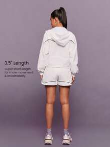 GLOWMODE Record Breaker Lightweight Built-In Underwear Contrast Seams Pockets Zipper Closure Windbreaker Running Shorts Jogging Gym Training Daily Casual Wear - White - View 2