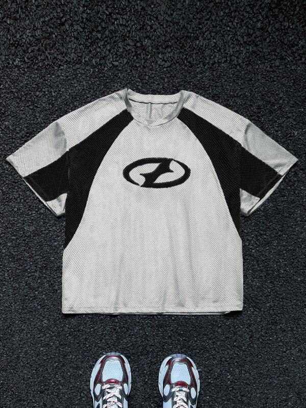 EASEVO 大码男士休闲修身网眼短袖圆领T恤，适合夏季