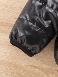 SHEIN 幼儿男童冬季新款加厚羽绒服，拉链开合，适合户外秋季穿着 - 黑色 - 查看 7