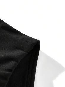 SHEIN Sports 女士圆领无袖拉链休闲短款上衣和短裤户外套装 - 黑色 - 查看 11