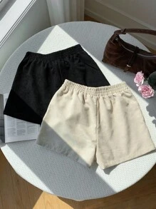 Comfortcana 2件套女式新款灯芯绒短裤套装 - 彩色 - 查看 2