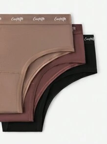 LUVLETTE 3 条装中腰透气基本款棉质女士内衣套装 - 大地色系，也适合少女、幼儿和儿童 - 彩色 - 查看 10