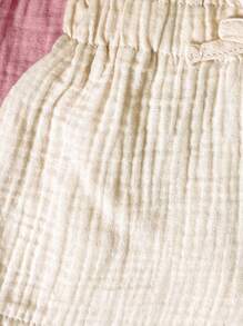 Baby Girl Casual Summer Elastic Waistband Solid Color Shorts 3pcs Set - Multicolor - View 3